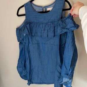 Denim cold shoulder top